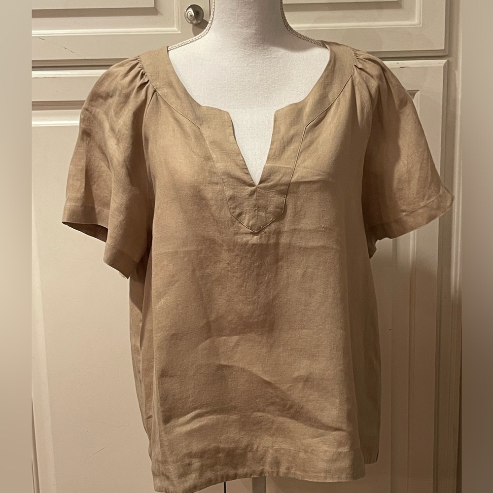 J. Crew Linen v-neck shirt size Large
